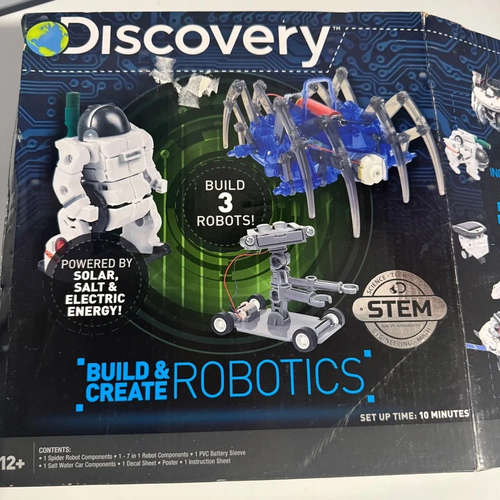 Discovery Kids Build Create Roboti STEM Kit 3 Robots 9 Designs Solar Salt Power
